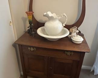 Victorian Washstand with Pitcher and Bowl