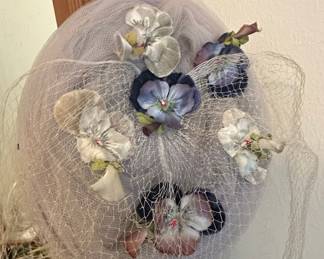 Maxine Hats Vintage Veil Hat with Floral Appliqués