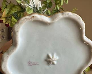 Hand Painted Porcelain Pitcher with Gold Gilt