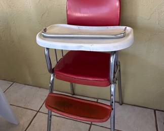 Vintage Cosco Red Vinyl and Chrome High Chair
