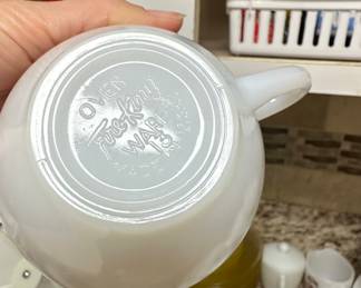 Fire-King "Cherry Blossom" Milk Glass Tea Cup and Saucer Set