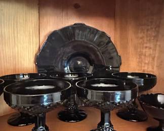 L.E. Smith Mt. Pleasant Black Amethyst Glassware Set