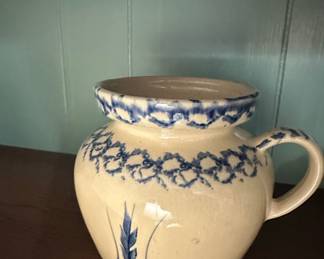 Robinson Ransbottom Pottery Blue Wheat Spongeware Pitcher