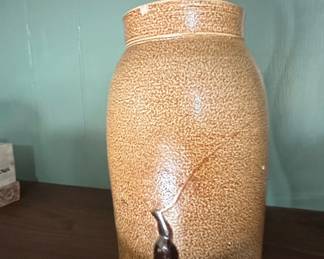 Stoneware Crock with Cobalt Blue Decoration