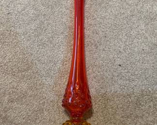 Vintage Viking Glass Amberina Hobnail Swung Vase