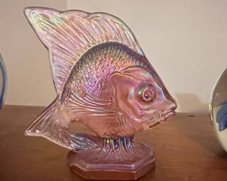 Fenton Iridescent Glass Fish Figurine