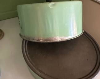 Vintage Metal Cake Carrier with Floral Motif