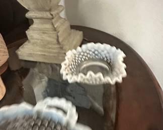 Fenton Hobnail Milk Glass Bowl with Ruffled Edge