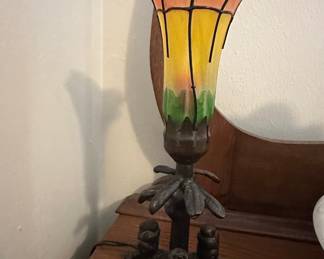 Monkey Figural Lamp with Floral Shade