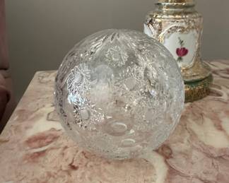 Cut Crystal Orb Paperweight with Starburst Pattern