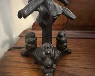 Monkey Figural Lamp with Floral Shade