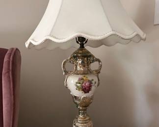 Vintage Capodimonte Style Porcelain Urn Table Lamp with Floral Motif