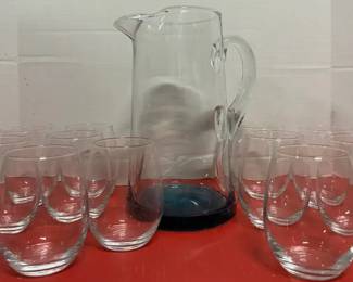 Blue Pitcher  Martha Stewart Wine Glasses