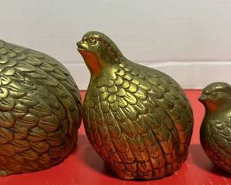 3 Brass Quail Family