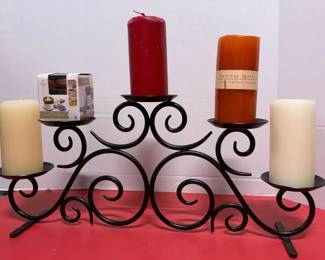 Black Metal Candle Holder with Candles