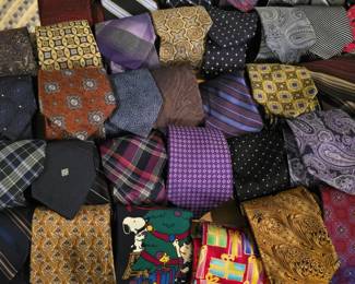 Several dozens of silk ties