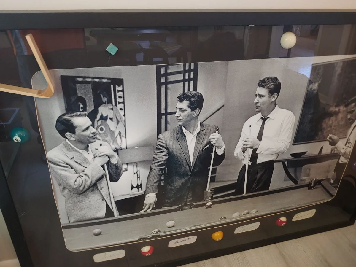 Large fr/mat picture 'Rat Pack  playing pool" Frank Sinatra/Dean Martin/ Peter Lawford/ Sammy Davis