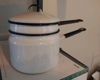 Vintage porcelain double boiler