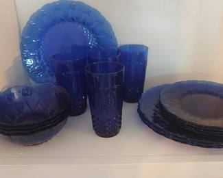 Cobalt blue dishes setting of 16 pcs