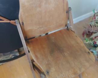 1 of 2 vintage 1940's wood military chairs (set)