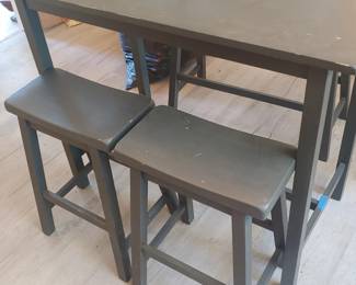 Tall table w/bench & 2 stools