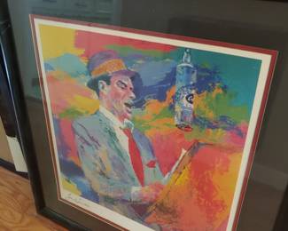 Matted/framed Leroy Neiman water color print  Frank Sinatra singing 