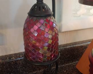 Red cut glass lamp