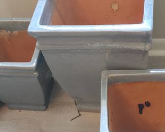  1 large &  2 small concrete planters