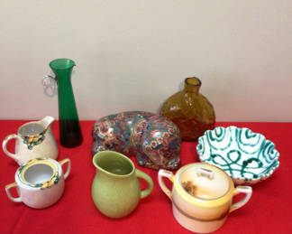 Lot 143: Assorted ceramics, glassware, and decorative items