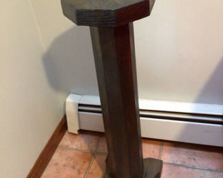 Lot 43: Dark wooden pedestal with octagonal top