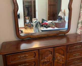 Lot 217: wooden dresser with ornate mirror