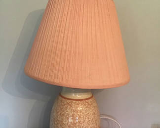 Lot 79: Ceramic lamp with pink pleated shade