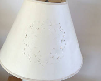 Lot 198: White ceramic table lamp with fabric shade
