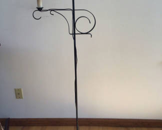 Lot 201: Floor lamp with plaid lampshade and decorative scrollwork