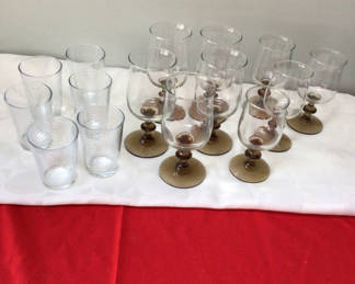 Lot 23: Assorted ribbed tumblers and stemmed goblets