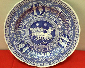 Lot 54: Spode Blue Room Greek Plate on Display Stand