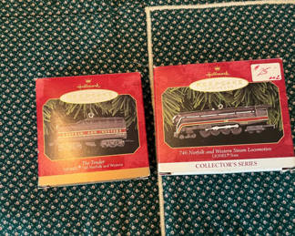 Lot 224: Two Hallmark Keepsake Ornaments in Boxes: Norfolk and Western Steam Locomotives