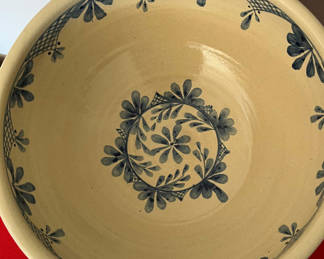 Lot 227: 12-Inch Blue Floral Pottery Bowl