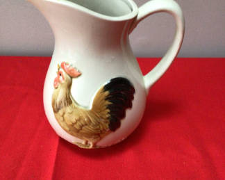 Lot 6: Otagiri ceramic pitcher with rooster and farm scene