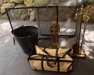 Lots of fireplace accessories