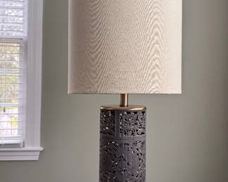 Tin, etched table lamp