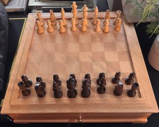 Chess set with storage board