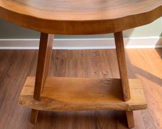 2- tier natural wood side table with shelf