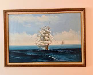 Tall ship, oil on canvas -signed 