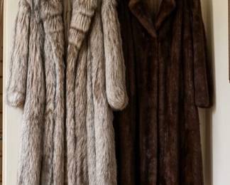Long mink fur & fox fur coats