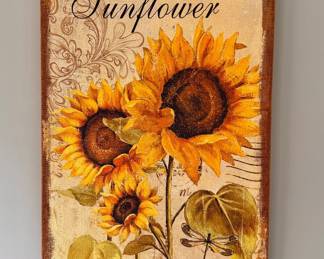 Painted sunflower on burlap