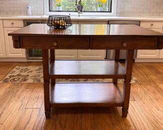 Wooden kitchen island with 2 shelves and 2 drawers, 28 X 52