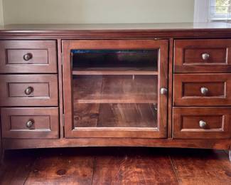 Media cabinet with 6 drawers & glass cabinet door from Boston Interiors