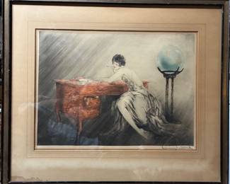 c. 1928 dry point etching, signed and stamped Louis Icart