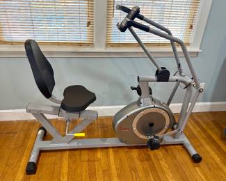 Sunny Health & Fitness Smart Recumbent Bike, Full-Body Home Training with Arm/Leg Exercisers, Indoor Cycling Workout Machine Plus Adjustable Seat & Bulit-in Pulse Sensors, Free SunnyFit App Connection - like new, barely used